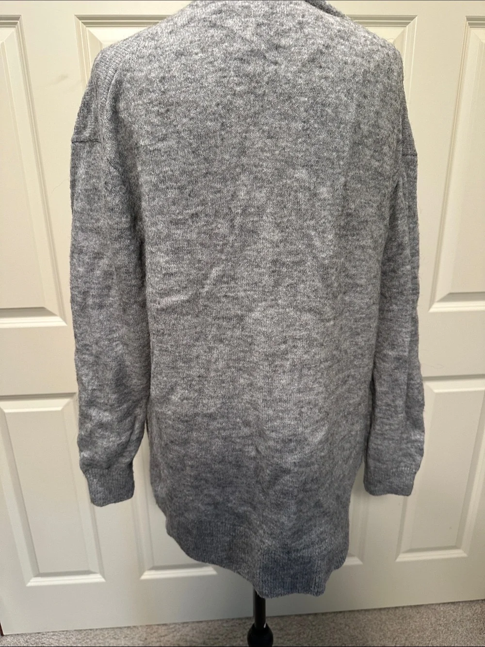 J. Crew Heather Gray V-Neck Button-Front Cardigan made with Alpaca and Merino